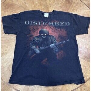 DISTURBED Heavyweight T Shirt Adult Large Graphic Tee Concert Band Merch Black